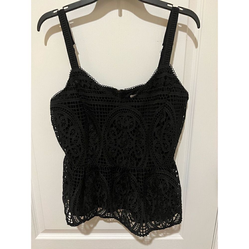 Skies are Blue Black lace Tank top zip back size L